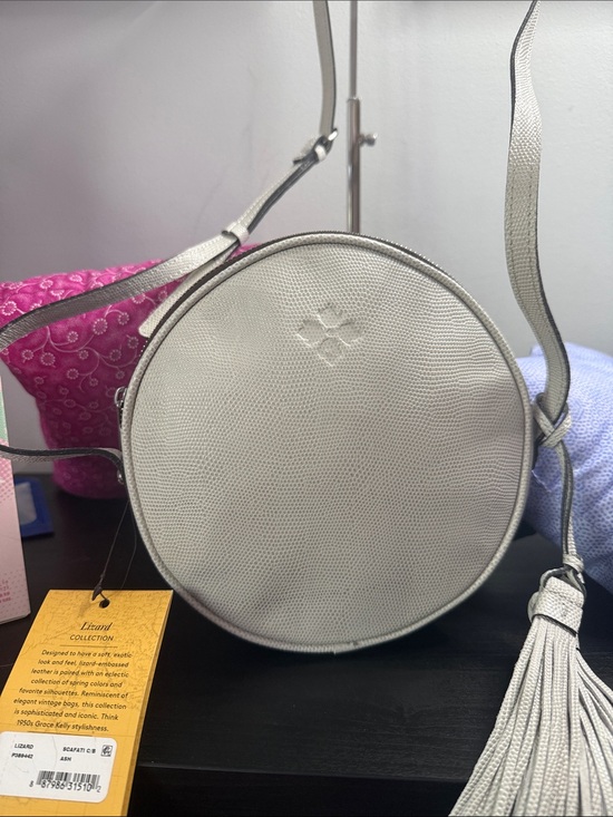 Patricia Nash Handbags - Patricia Nash NWT Scafati Lizard Embossed Round Crossbody Bag with Tassel